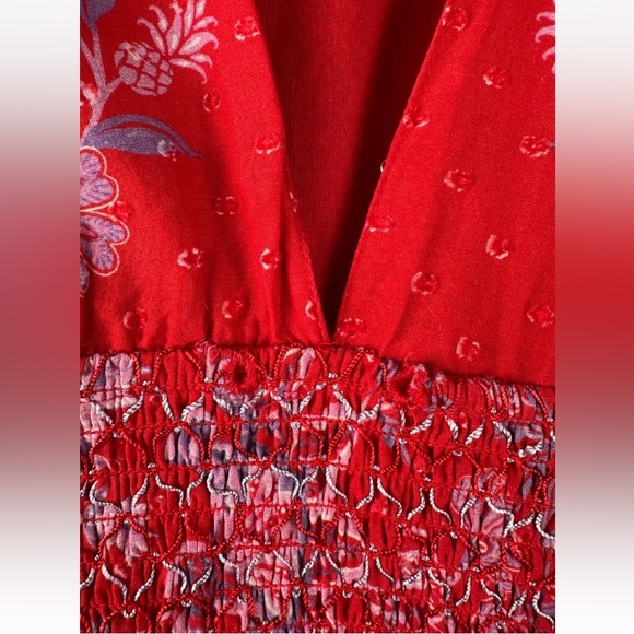 FARM Rio Sz Medium Red Lace Floral Maxi Tiered Dress - Picture 7 of 8